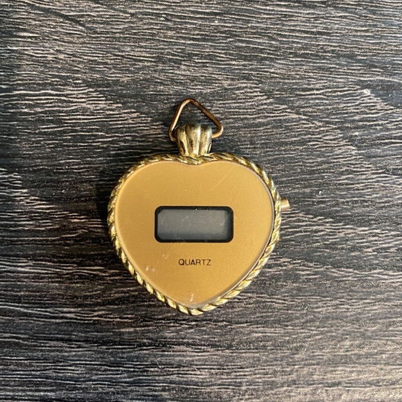 Vintage Jacques Carpentier Digital Quartz Heart Watch Necklace Pendant No Chain - Picture 7 of 10